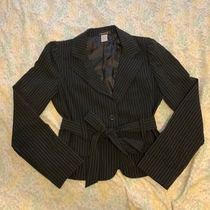 Pinstripe Blazer with Waist Strap